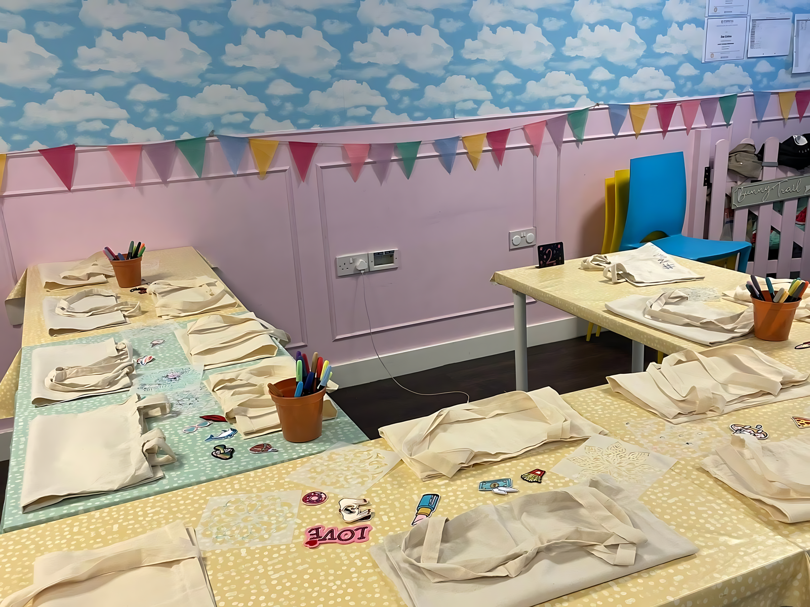 The party room at Mollie's Party Paradise set up for a birthday.